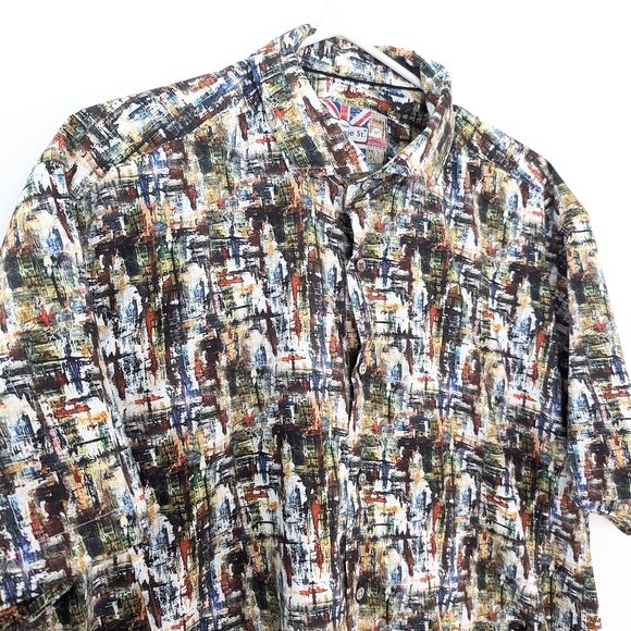 7 Downie St. London Couture Button Down Short Sleeve Shirt - Size 1X - Picture 4 of 10